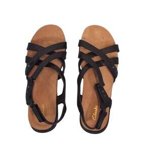 Clarks Kitly Go Sandal 8.5W Black Leather Contour Cushion